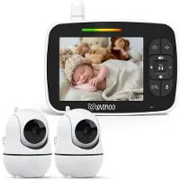 Lovinoo Babyfoon met 2 Camera's - Baby Monitor - Op Afstand Bestuurbaar - Babyphone - Temperatuursensor - Uitbreidbaar Tot 4 Camera's - Terugspreekfunctie - Zonder Wifi en App - 3.5 Inch HD Scherm