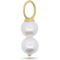 New Bling - 9NBG-O142 - 14K geelgoud – Oorbelhanger - per stuk – Met Twee Parels