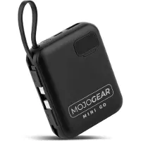 MOJOGEAR MINI GO Powerbank - 10.000 mAh - Met Ingebouwde Kabels (USB-C & Lightning) - 4 apparaten tegelijk opladen - LED-display voor batterijstatus - Zwart