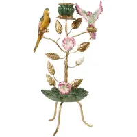 Baroque - Kandelaar - Kandelaar Vogels 38,5 cm - Groen - Resin - 38.5x19.5x15.5 - Polyresin