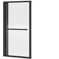 Vente-unique Draaibaar en opklapbaar badscherm met handdoekhouder - Mat zwart - 120 x 140 cm - VESLIRA