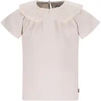 Like Flo T-shirt ecru broderie Meisjes Stretchkatoen Peter Pan-kraag Effen - maat 134/140