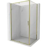 Mexen Exo scharnierende douchcabine 145 x 110 cm, transparant, goudkleurig - 819-145-110-50-00