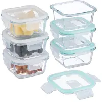 Relaxdays 4052025862589, Container, Vierkant, 0,32 liter, Transparant, Glas, Siliconen, Polypropyleen (PP), Polypropyleen (PP)