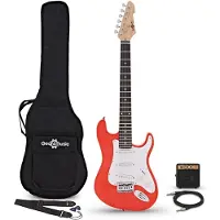 Gear4Music 3/4 LA Electric Guitar Red Mini Guitar Amp Pack
