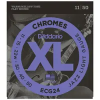 D'addario And Co ECG24 CHROMES FLAT WOUND ELECTRIC GUITAR STRINGS JAZZ LIGHT 11-50
