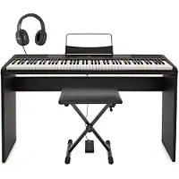 Gear4Music SDP-2 Digital Upright Piano by Bench Pack Black