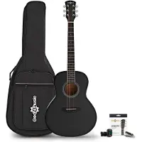 Gear4Music Parlour Electro Acoustic Guitar & Accessory Pack by Black