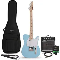 Gear4Music Knoxville Electric Guitar Blue 10W Guitar Amp & Accessory Pack