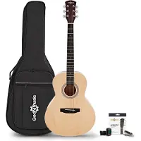 Gear4Music Parlour Left Handed Acoustic Guitar & Accessory Pack by Natural