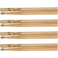Los Cabos DISC 5B Red Hickory Wood Tip Drumsticks 4 Pair Pack