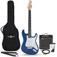 Gear4Music LA Electric Guitar Blue 10W Guitar Amp & Accessory Pack