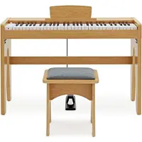 Gear4Music Keynote Junior Digital Piano & Stool Light Oak