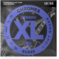D'addario And Co ECG25 CHROMES FLAT WOUND ELECTRIC GUITAR STRINGS LIGHT 12-52