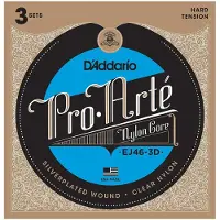 Daddario EJ46-3D PRO-ARTE NYLON CLASSICAL GUITAR STRINGS HARD TENSION 3 SETS