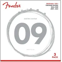 Fender ORIGINAL 150 GUITAR STRINGS PURE NICKEL WOUND BALL END 150L .009-.042 GAUGES 3-PACK