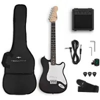 Gear4Music VISIONSTRING 3/4 Electric Guitar Pack Black