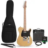 Gear4Music Knoxville Electric Guitar Butterscotch 10W Guitar Amp & Accessory Pack