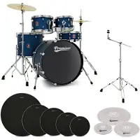 Premier Revolution 22” 5pc Low Volume Drum Kit Bundle Blue Stardust