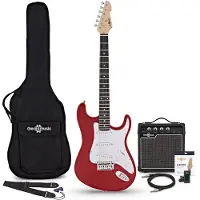 Gear4Music LA Electric Guitar Red 10W Guitar Amp & Accessory Pack