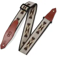 Levys Leathers Tribal Rhythms 2" Jacquard Weave Guitar Strap Arrows with Veg-Tan Leather