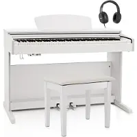 Gear4Music DP-10X Digital Piano by Stool Pack White