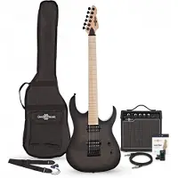 Gear4Music Harlem S Electric Guitar + 15W Amp Pack Trans Black