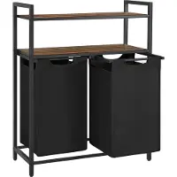 Mazazu MIRA Home - Wasmand - Wassorteerder - Wasbox - Opbergmand - Zwart - Metaal/Hout - 2x46 Liter - 73x33x92