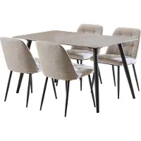Ebuy24 Wicklow eethoek tafel met 4 stoelen grijs, beige.
