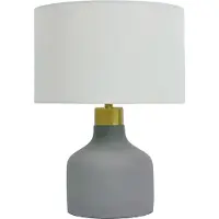Relaxdays Tafel lamp, stof en beton voet, wit-goud-grijs