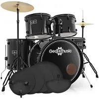 Gear4Music BDK-1 Full Size Starter Drum Kit Practice Pack Black