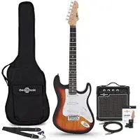 Gear4Music LA Electric Guitar Sunburst 10W Guitar Amp & Accessory Pack