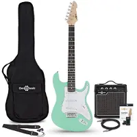 Gear4Music LA Electric Guitar Seafoam Green 10W Guitar Amp & Accessory Pack