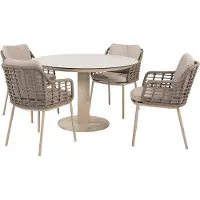 4 Seasons Outdoor Sarah Puglia dining tuinset 120xH75 cm 5 delig keramiek latte Taste 4SO