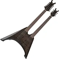 Gear4Music Harlem V Double Neck Guitar by Black
