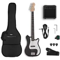 Gear4Music VISIONSTRING Bass Guitar Pack Black