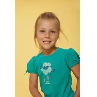 Jubel T-shirt Rolling into Spring groen Meisjes Stretchkatoen Ronde hals - maat 104
