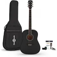 Gear4Music Dreadnought Acoustic Guitar & Accessory Pack by Black