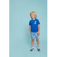 Sturdy T-shirt Run the Day blauw Jongens Katoen Ronde hals Tekst - maat 128