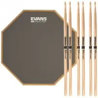 Evans RealFeel Apprentice Pad & Promark 7A Wood Tip Sticks 7