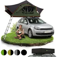 Juskys Daktent met Ladder - 2-personen - Incl. Matras - 218 x 123 x 113 cm - Zwart / Olijfgroen