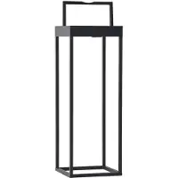 LUCANDE LED lamp op zonne-energie Lynzy, 58cm, zwart, metaal, IP65 dimbaar, zwart, Aluminium, Modern, Solar buitenverlichting