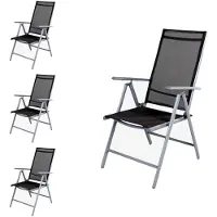 Mojawo 4 stuks inklapbare tuinstoelen, aluminium - textiel, zilvergrijs/anthraciet
