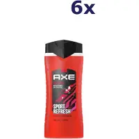 Axe - 3-in-1 Douchegel, Facewash & Shampoo Mannen - Recharge Sport Refresh – 12 uur Lange Onweerstaanbare Frisse Geur van Artic Mint en Cool Spice - Voordeelverpakking 6 x 400 ml