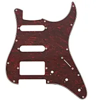 Gear4Music Guitarworks 11-Hole HSS Scratchplate Red Tortoise Shell