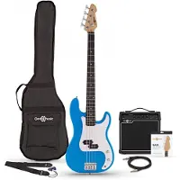 Gear4Music LA Bass Guitar Blue 15W Bass Amp Pack
