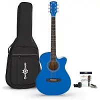 Gear4Music Single Cutaway Electro Acoustic Guitar & Accessory Pack by Blue
