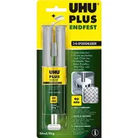 UHU PLUS snelvast 2-componentenlijm, 25 g, op basis van epoxyhars, met tweekamerspuit