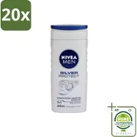 Nivea 20 x Men – Douchegel – Silver Protect – 250 ml - Grootverpakking - Douchegel Mannen - Zilverionen - Frisheid - Lichaam Verzorging - Gezicht Verzorging