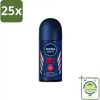 Nivea 25 x Men – Deodorant Roller – Dry Impact – 50 ml - Grootverpakking - Anti-transpirant - Zweetbestendig - Geurbestendig - Droge Oksel - Huidbescherming